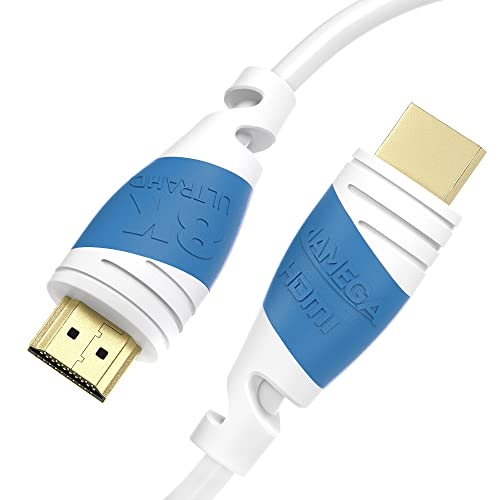 JAMEGA 8K HDMI Kabel 2.1-0,25m High-Speed Ethernet-Cable - 8K@60Hz 4K@144Hz DSC 48 Gbps 3D HDTV DolbyVision UHD II HDCP 2.3 eARC kompatibel mit PS5, XBOX Series X - Weiß von JAMEGA