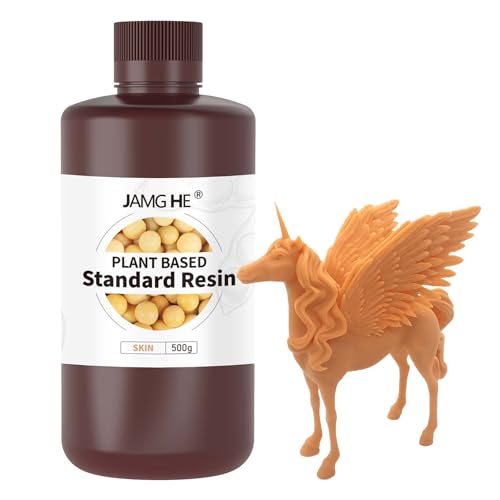 Plant Based Low Odor Standard Resin, JAMG HE Environmentally Friendly, Low Shrinkage, Fast Curing Plant Based Low Odor Standard 3D Printing Resin for LCD/DLP/SLA 3D Printers (500g, Skin Color) von JAMG HE