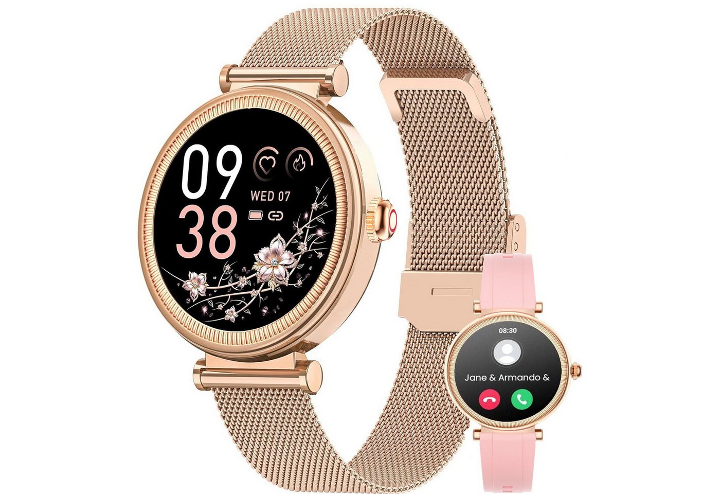 JANOLTY Smartwatch, Fitness Tracker Uhr, Damen Herren Smartwatch (Rundes 1.27-Zoll-HD-Full-Touch-Farbdisplay Zoll) Gesundheits-Smartwatch mit Blutsauerstoff, Blutdruckmessung, Herzfrequenz, Schlafqualität, Schrittzähler, Atemtraining, Musiksteuerung und Fernfotografie etc, 24/7 Pulsmesser, IP67 Wasserdicht Sportuhr, für Android IOS von JANOLTY