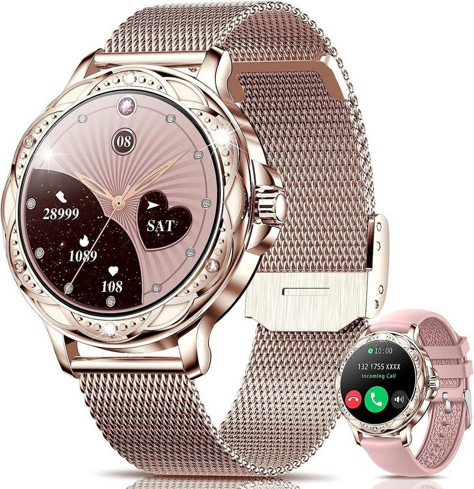 JANOLTY Smartwatch, Fitness Tracker uhr mit Anruffunktion für Damen und Herren Smartwatch (3.1 cm/1,2" HD Voll Touchscreen Zoll) Smartwatch Fitness Tracker Uhr, IP67 Wasserdicht, Uhren Watch für Android IOS, Fitnessuhr Tracker mit Pulsmesser Schrittzähler Schlafmonitor von JANOLTY