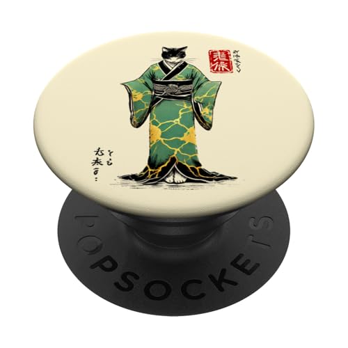 Japanischer Kimono, japanischer Katze, traditionell, Mutter, Vater, Kinder PopSockets Klebender PopGrip von JAPANAX1S