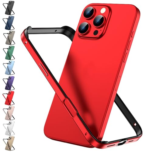 Für iPhone 16 Pro Max Metall-Stoßfängerhülle, Aluminiumrahmen mit weichem Innenstoßfänger, erhöhter Kantenschutz, ultradünnes, stoßfestes, minimalistisches Design (for Iphone16Plus,Red) von JASUBAI