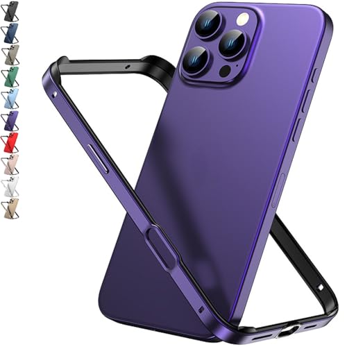 JASUBAI Aluminiumrahmen Metall Bumper für iPhone 16 Pro Max Case, Slim Metal Bumper Case für iPhone 16 Pro, Metallrahmen mit weichem inneren Bumper, Kantenschutz (Für iPhone 16 Plus,Lila) von JASUBAI