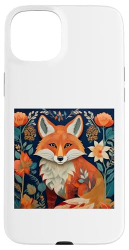 Hülle für iPhone 15 Plus Fuchs und Blumen von JAV