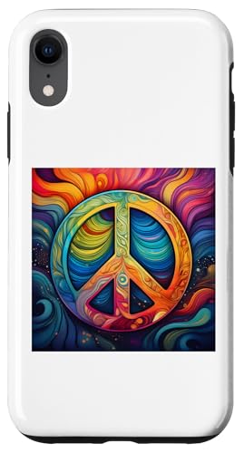 Hülle für iPhone XR psychedelisches buntes friedenszeichen von JAV