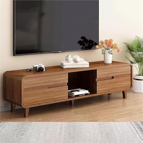 JAVYPPT Mid-Century Moderner TV-Ständer aus Holz for 32-55-Zoll-Fernseher, Entertainment-Center mit offenen Ablagen, TV-Medienkonsole for Wohnzimmer, Schlafzimmer, Büro(A,140 * 30 * 45cm) von JAVYPPT