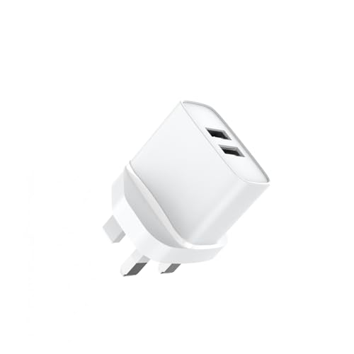 JAYM - Ladegerät Dual USB-A, 12 W, 2,4 A, Weiß – UK-Stecker + Dubai von JAYM