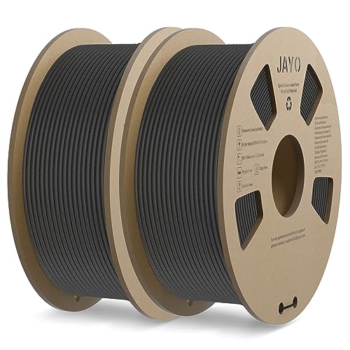 JAYO Matte PLA Filament 1.75mm, 3D Drucker PLA Filament 2.2kg Spulen, Maßgenauigkeit +/- 0,02, PLA Matt Schwarz+Schwarz von JAYO