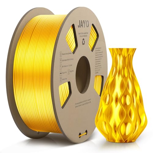 JAYO PLA Silk Filament 1.75mm, Shiny PLA 3D Drucker Filament, 1.1kg Spulen, Neatly Wound Filament, Maßgenauigkeit +/- 0.02, Silk PLA Gold von JAYO