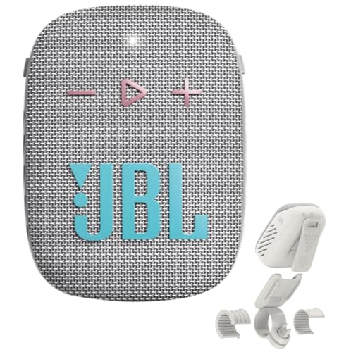 JBL Box Wind 3S Tragbarer Mini Bluetooth Lautsprecher Wasserdicht mit Clip für Sport, Fahrrad und Roller - Bass Boost - Weiß Hellgrau von JBL