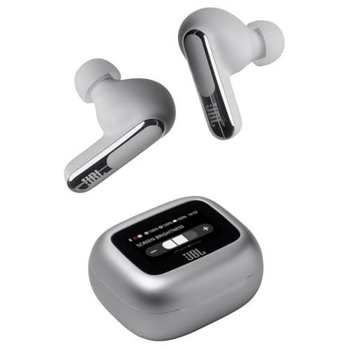 JBL Live Beam 3, Wireless Earbud-Kopfhörer mit Bluetooth, 48H Akkulaufzeit, True Adaptive Noise Cancelling und hochauflösendem Signature Sound, IP55 wasserfest, Closed-Back Stick Design, Silber von JBL