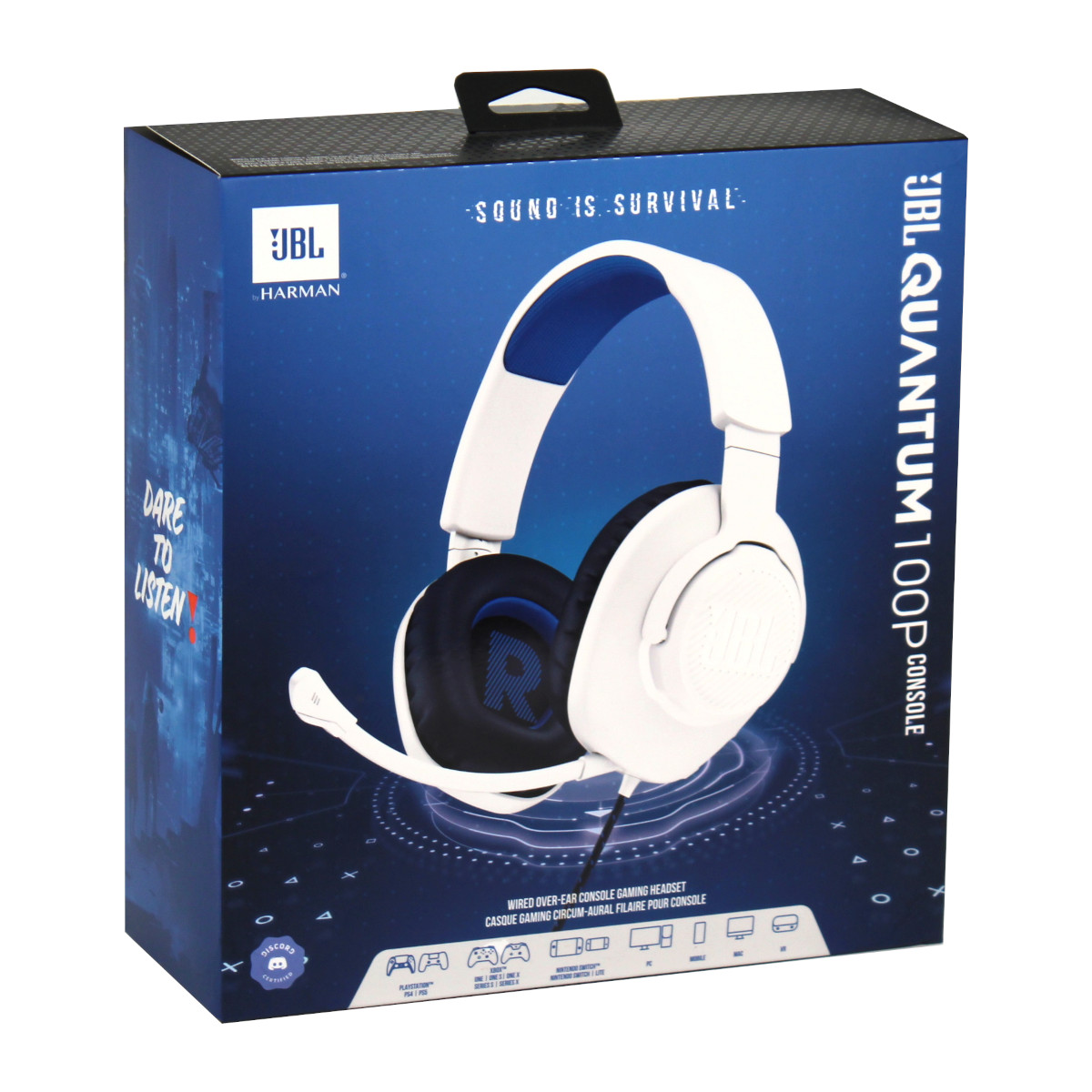 JBL Quantum 100P Console Wired Gaming Headset weiß für Playstation 5 PC Switch von JBL