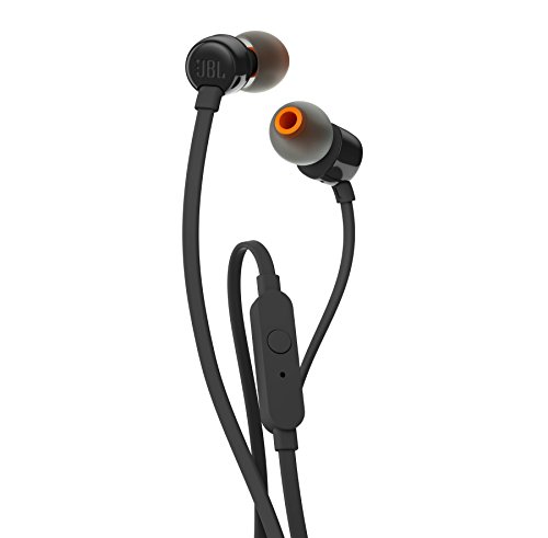 JBL Tune 110 – In-Ear Kopfhörer mit verwicklungsfreiem Flachbandkabel und Mikrofon in Schwarz – Für grenzenlosen Musikgenuss mit der Pure Bass Sound Technologie, 1er Pack von JBL