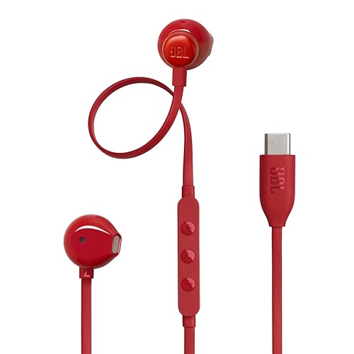 JBL Tune 305 C Kopfhörer – Kabelgebundene In-Ear-Kopfhörer mit JBL Pure Bass Sound, Mikrofon und USB-C-Anschluss – Rot von JBL