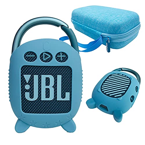 JCHPINE Silikonabdeckung & Hartschalenhülle für JBL Clip 4 Tragbarer Bluetooth-Lautsprecher, wasserabweisendes Lautsprecherzubehör, stoßfest, staubdicht, Blau von JCHPINE