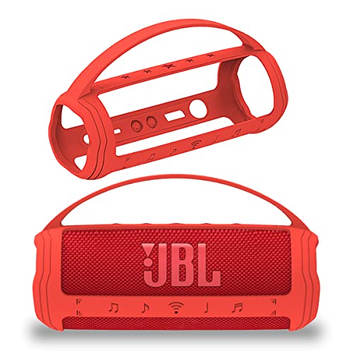 Silikon-Schutzhülle für JBL Flip 6 tragbarer Bluetooth-Lautsprecher, schützende Tragetasche für JBL Clip 6 Lautsprecher-Zubehör (nur Abdeckung) (rote Abdeckung) von JCHPINE