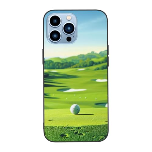 JCVOTREL Bedruckte Golfplatz-Handyhülle für iPhone 13 Pro, 15,5 cm (6,1 Zoll), TPU + PC, stoßfest, lustige Handyhülle für iPhone 13 Pro, Anti-Fingerabdruck, vergilbt nicht, Weiß von JCVOTREL