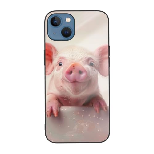 JCVOTREL Cute Animal at Home bedruckte Handyhülle für iPhone 13 Mini 5,4 Zoll, stoßfeste Handyhülle aus gehärtetem Glas, Anti-Fingerabdruck, vergilbt nicht, Weiß von JCVOTREL