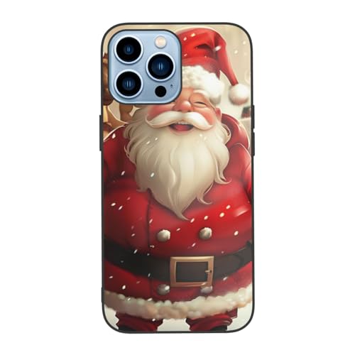 JCVOTREL Frohe Weihnachten bedruckte Handyhülle für iPhone 13 Pro – 15,5 cm (6,1 Zoll), stoßfeste Handyhülle aus gehärtetem Glas, Anti-Fingerabdruck, vergilbt nicht, Weiß von JCVOTREL