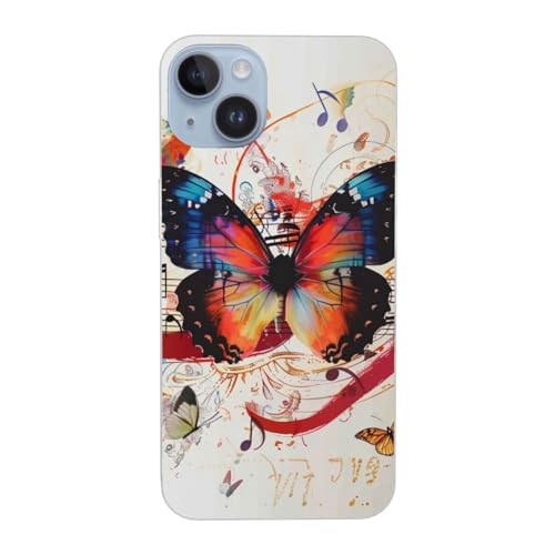 JCVOTREL Musica Schutzhülle für iPhone 14, 15,5 cm (6,1 Zoll), TPU + Acryl, stoßfest, lustig, transparent, schnelles Aufladen, Anti-Fingerabdruck von JCVOTREL