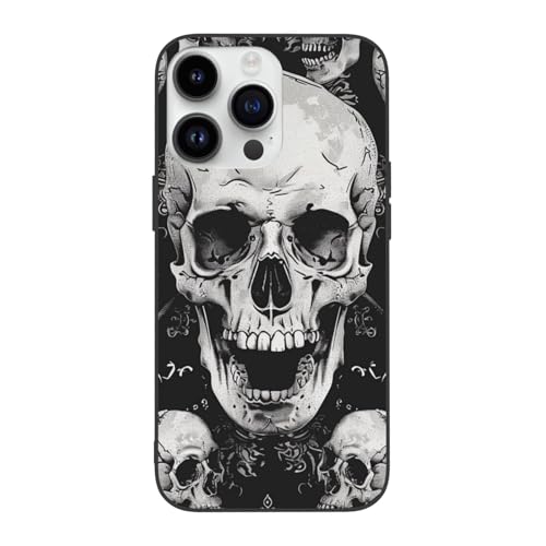 JCVOTREL Schutzhülle für iPhone 14 Pro Max mit Totenkopf-Hintergrund, 6,7 Zoll, TPU + PC, stoßfest, lustige Handyhülle für iPhone 14 Pro Max, Anti-Fingerabdruck, vergilbt nicht, Weiß von JCVOTREL