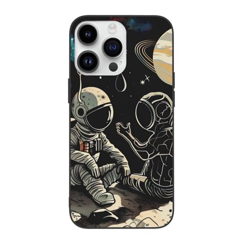 JCVOTREL Schutzhülle mit Astronauten- und Alien-Aufdruck für iPhone 14 Pro, 15,5 cm (6,1 Zoll), TPU + PC, stoßfest, lustige Handyhülle für iPhone 14 Pro, Anti-Fingerabdruck, vergilbt nicht, Weiß von JCVOTREL