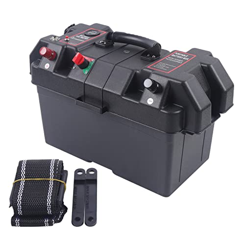 JDBDU Batteriebox für Bootsmotor Akku Batteriebox Batteriekasten Doppelte USB-Anschlüsse Echtzeit-Spannungsüberwachung Batterie Box für Marine Boot RV Camping von JDBDU