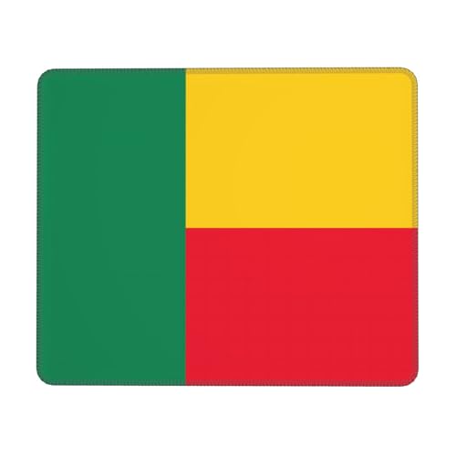 Mauspad mit Flagge von Benin, mit genähtem Rand, kleine Schreibtischunterlage für kabellose Maus, Büro, Gaming, Arbeiten, 17,8 x 21,8 cm von JDFHGNU