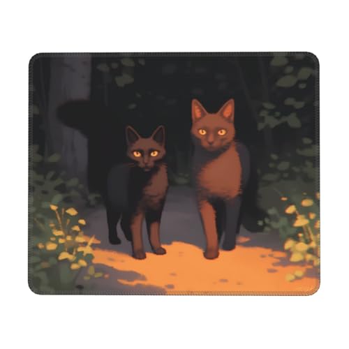 Mauspad mit Katze aus den Schatten, mit genähtem Rand, kleine Schreibtischunterlage für kabellose Maus, Büro, Gaming, Arbeiten, 17,8 x 21,8 cm von JDFHGNU