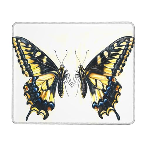 Mauspad mit Schnabelschopf-Schmetterling, Gaming-Matte mit genähtem Rand, kleine Schreibtischunterlage für kabellose Maus, Büro, Gaming, Arbeiten, 17,8 x 21,8 cm von JDFHGNU