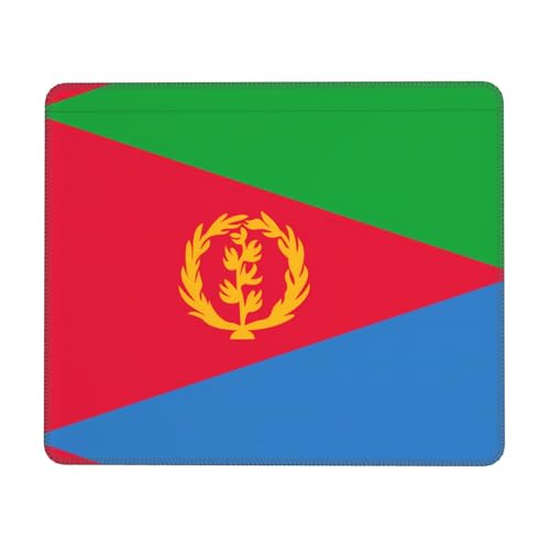 Mauspad mit eritreischer Flagge, Gaming-Matte mit genähtem Rand, kleine Schreibtischunterlage für kabellose Maus, Büro, Gaming, Arbeiten, 20 x 24 cm von JDFHGNU