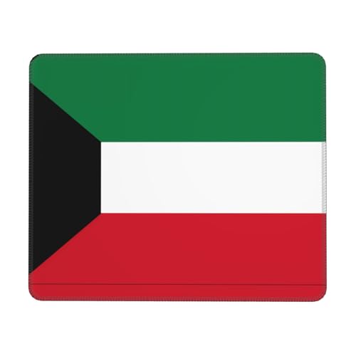 Mauspad mit kuwaitischer Flagge, Gaming-Matte mit genähtem Rand, kleine Schreibtischunterlage für kabellose Maus, Büro, Gaming, Arbeiten, 21,6 x 26,2 cm von JDFHGNU