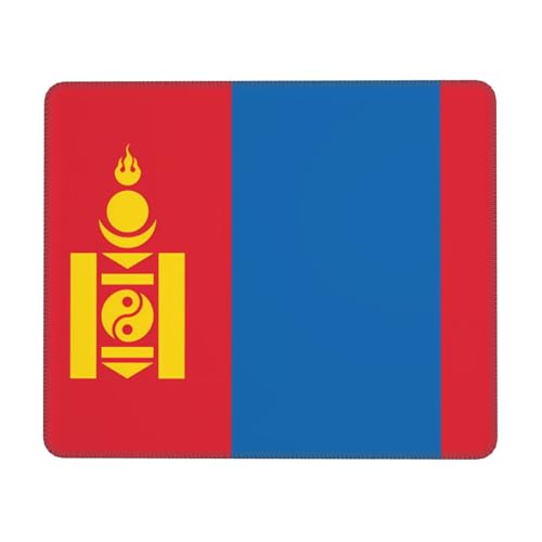 Mauspad mit mongolischer Flagge, Gaming-Matte mit genähtem Rand, kleine Schreibtischunterlage für kabellose Maus, Büro, Gaming, Arbeiten, 17,8 x 21,8 cm von JDFHGNU