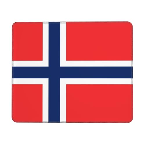 Mauspad mit norwegischer Flagge, Gaming-Matte mit genähtem Rand, kleine Schreibtischunterlage für kabellose Maus, Büro, Gaming, Arbeiten, 20 x 24 cm von JDFHGNU