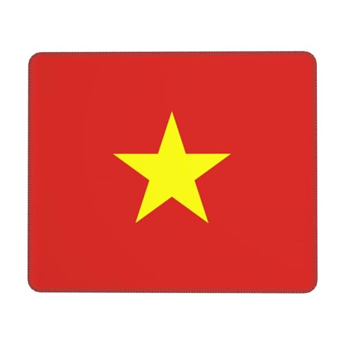 Mauspad mit vietnamesischer Flagge, Gaming-Matte mit genähtem Rand, kleine Schreibtischunterlage für kabellose Maus, Büro, Gaming, Arbeiten, 25,4 x 30,5 cm von JDFHGNU