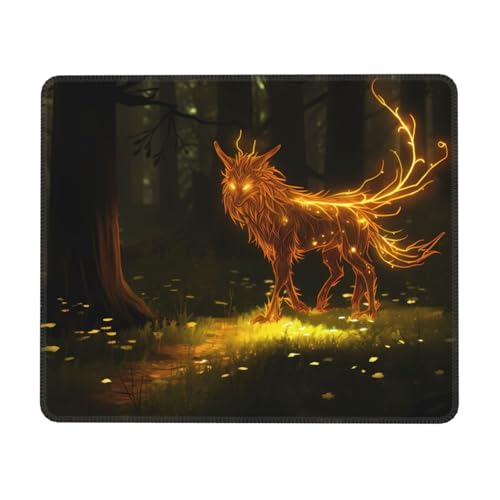 Mysterious Mauspad mit neun Schwänzen, Fuchs, Gaming-Matte mit genähtem Rand, kleine Schreibtischunterlage für kabellose Maus, Büro, Gaming, Arbeiten, 21,6 x 26,2 cm von JDFHGNU