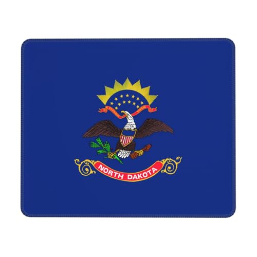 North Dakota Mauspad mit Staatsflagge und genähtem Rand, kleine Schreibtischunterlage für kabellose Maus, Büro, Gaming, Arbeiten, 21,6 x 26,2 cm von JDFHGNU