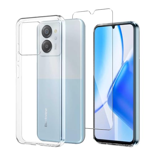 JDXHFF Hülle Kompatibel mit Blackview Color 8 / Oscal Modern 8 (6.75") Transparent und Panzerglas Displayschutzfolie - Schutzhülle Weich Silikon Flexibel TPU Tasche Case Clear von JDXHFF