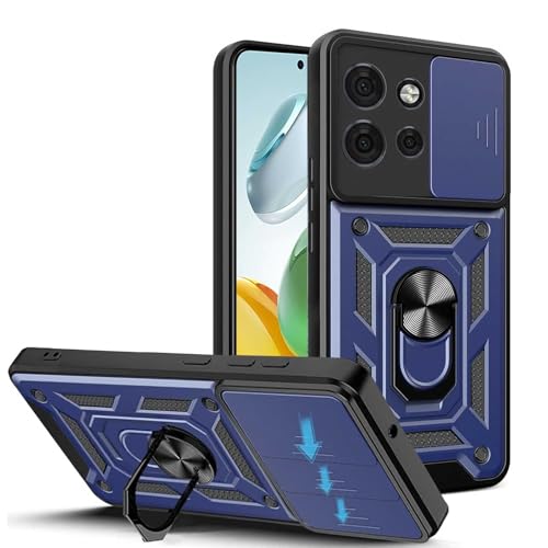 JDXHFF Hülle Kompatibel mit Motorola Moto G75 5G (6.78") Weiche TPU und Hart PC Silikon Tasche Schutzhülle mit 360 ° Grad Ring Ständer Case Blau von JDXHFF