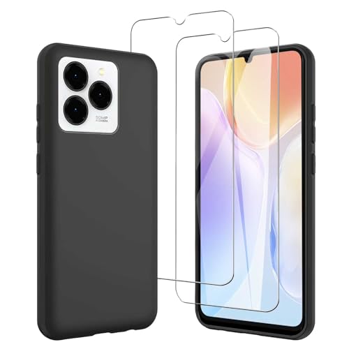 JDXHFF Hülle Kompatibel mit Ulefone Note 20 Pro (6.75") und 2 Stück Schutzglas Gehärteter Film Displayschutzfolie - Schwarz Weich Silikon Schutzhülle Flexibel TPU Tasche Case Black von JDXHFF