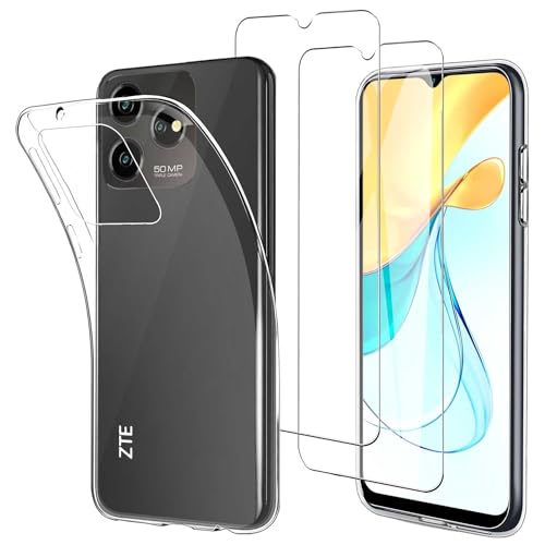 JDXHFF Hülle Kompatibel mit ZTE Blade V50S (6.6") und 2 Stück Schutzglas Gehärteter Film Displayschutzfolie - Transparent Weich Silikon Schutzhülle Flexibel TPU Tasche Case Clear von JDXHFF