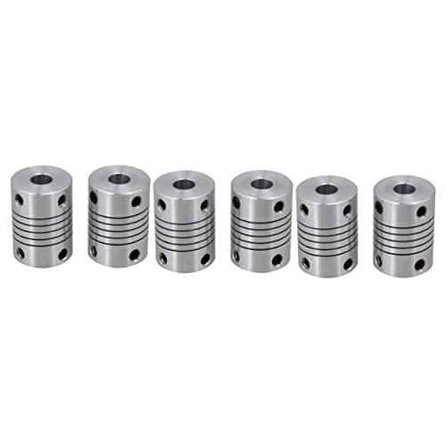 JECOMPRIS 6 Stk Edelstahlkupplungen Flexible Kupplung für 3D-Drucker Welle Flexibler Kupplungsschaft Stepper Motor Kupplung flexible Kupplungen Gelenkverbinder für 3D-Drucker Silver von JECOMPRIS