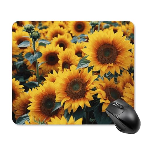 Quadratisches Mauspad, viele schöne Sonnenblumen, Mauspad mit rutschfester Gummiunterseite, leicht gleitend, personalisiertes Tastatur-Pad, Gaming-Mauspad, Schreibtisch-Schutzmatte für Laptop, Büro, von JEKYQ