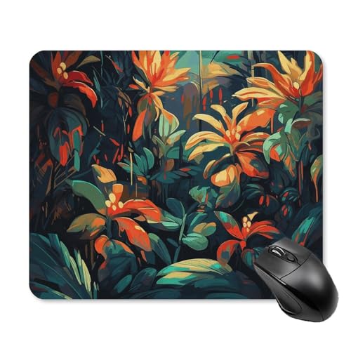 Quadratisches Mauspad mit botanischer Malerei, Mauspad mit rutschfester Gummiunterseite, leicht gleitend, personalisiertes Tastatur-Pad, Gaming-Mauspad, Schreibtisch-Schutzmatte für Laptop, Büro, von JEKYQ