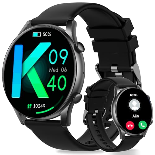 JELLOO Smartwatch für Herren und Damen (Anrufe annehmen/tätigen), 3,6 cm (1,43 Zoll) AMOLED-Smartwatch mit über 100 Sport-Herzfrequenz-SpO2-Schlafmonitor, Fitness-Aktivitätstracker für Android- und von JELLOO