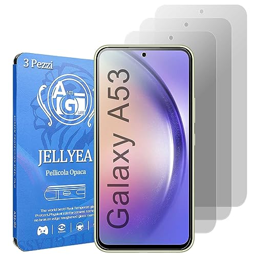 JELLYEA Matt Matt Displayschutzfolie für Samsung Galaxy A53 5G [3 Stück] gehärtetes Glas, matt, blendfrei, kratzfest, blasenfrei, 9H, Displayschutzfolie für Galaxy A53 5G, 6,5 Zoll von JELLYEA