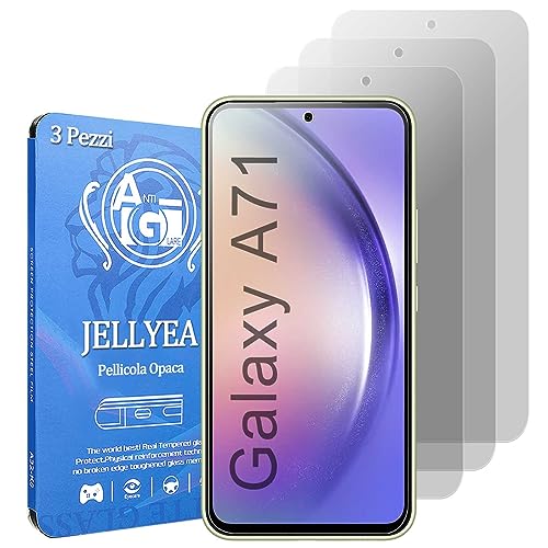 JELLYEA Matt Matt Displayschutzfolie für Samsung Galaxy A71 4G / A71 5G [3 Stück] Gehärtetes Glas, matt, blendfrei, kratzfest, blasenfrei, 9H, matte Displayschutzfolie für Galaxy A71 4G/5G, 6,7 Zoll von JELLYEA
