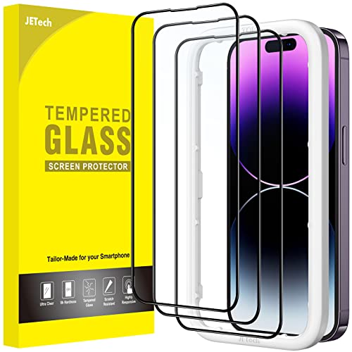 JETech Full Screen Schutzfolie für iPhone 14 Pro 6,1 Zoll, Schwarzer Rand Panzer Schutz Glas Folie Displayschutz mit Einfaches Installationswerkzeug, HD Klar, 3 Stück von JETech