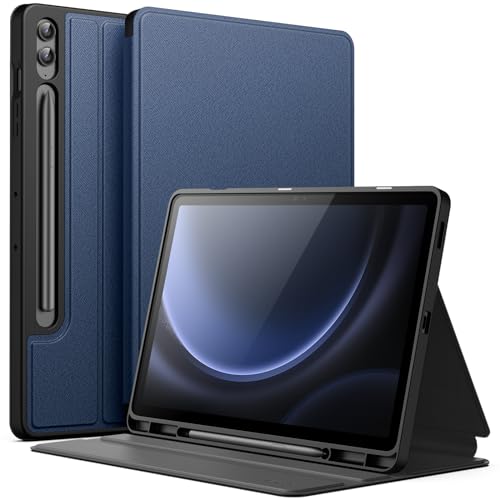 JETech Hülle für Samsung Galaxy Tab S9 FE+ / S9 FE Plus 12,4 Zoll mit S Pen Halter, Schlank Folio Ständer Tablet Schutzhülle, Multi-Winkel Ansehen (Navy Blau) von JETech