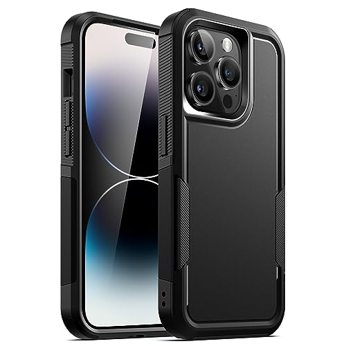 JETech Hülle für iPhone 14 Pro Max 6,7 Zoll, Schwerlast Dual Layer Robust Schutz, Stoßfeste Schützende Harte Handyhülle mit Matt Rückseite (Schwarz) von JETech